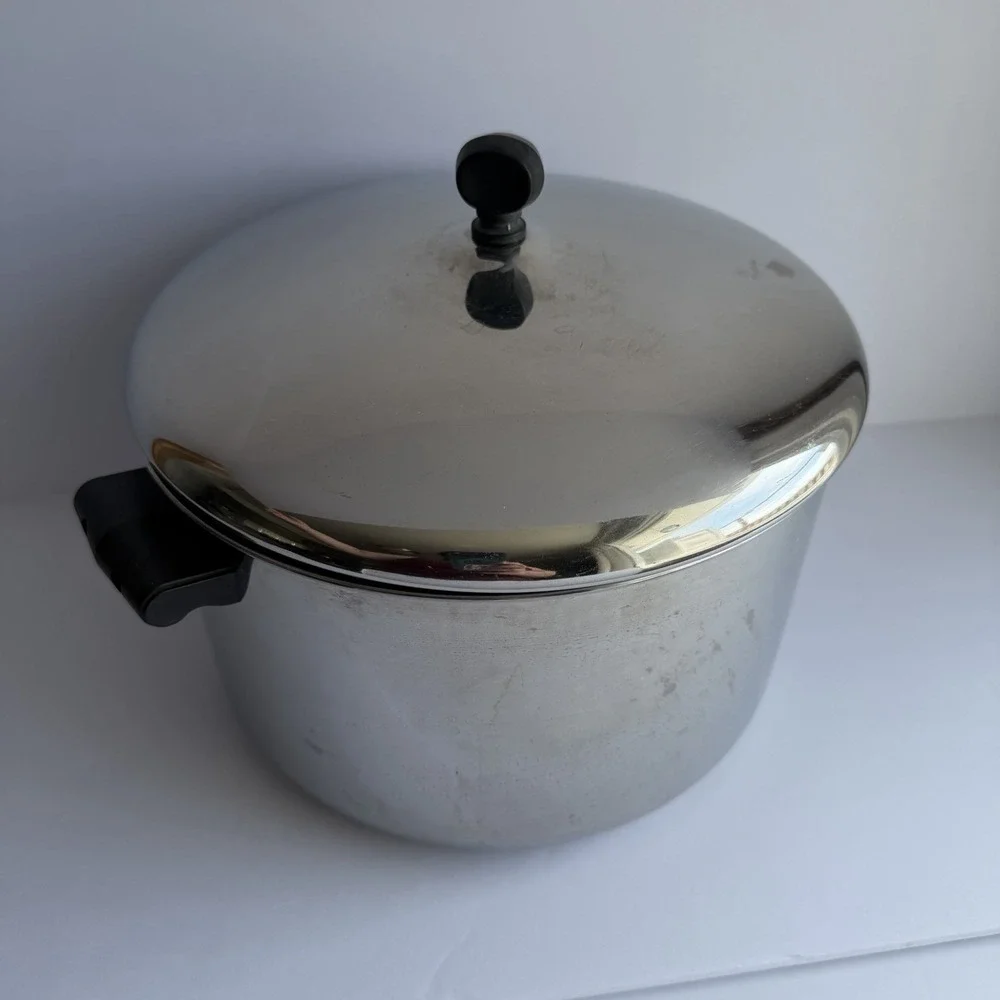 Vintage Farberware 8 Qt Stock Pot with Lid Stainless Steel Aluminum Clad